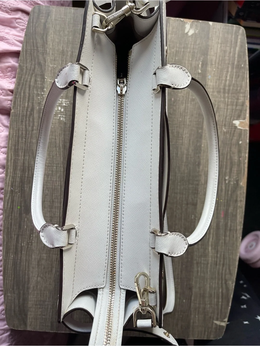 Kate Spade Large White Staci Saffiano Leather Satchel